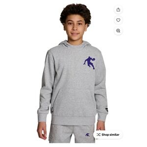 AND1 Boy's Athletic Graphic Fleece Hoodie – Grey/Purple – Kids XXL (18) – NWT